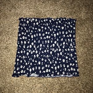 Rue 21 Ribbed Blue Floral Tube Top